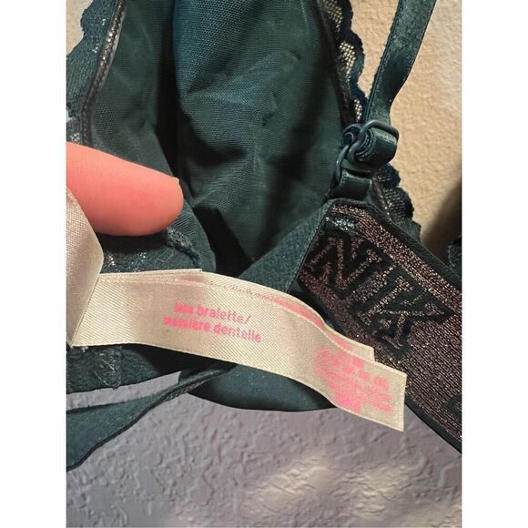 PINK By Victorias Secret Dark Green Lace Bralette Size Large - Picture 7 of 7